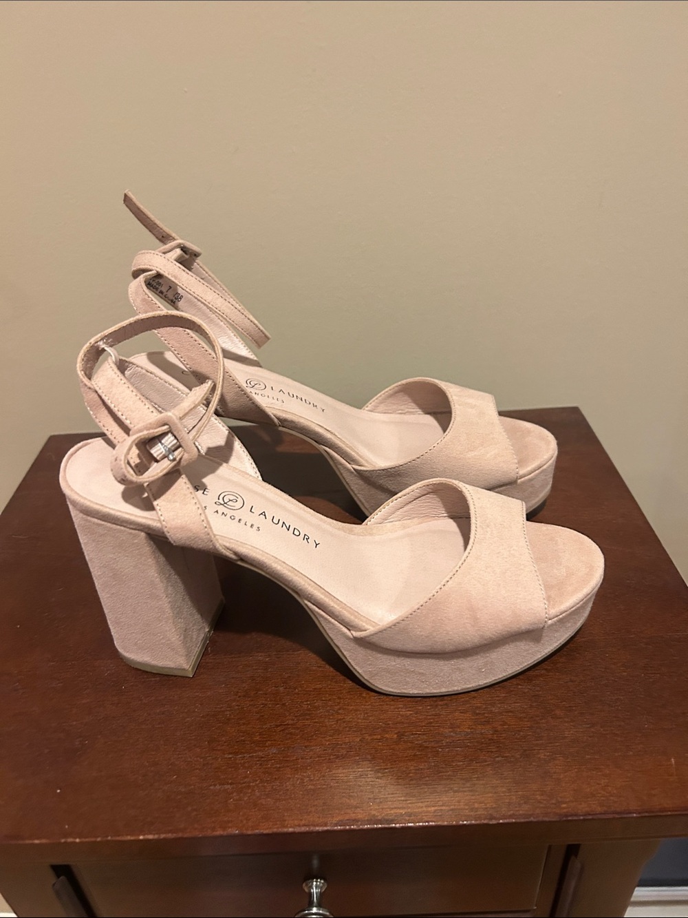 Chinese Laundry Nude Suede Platform Block Heel Sandals